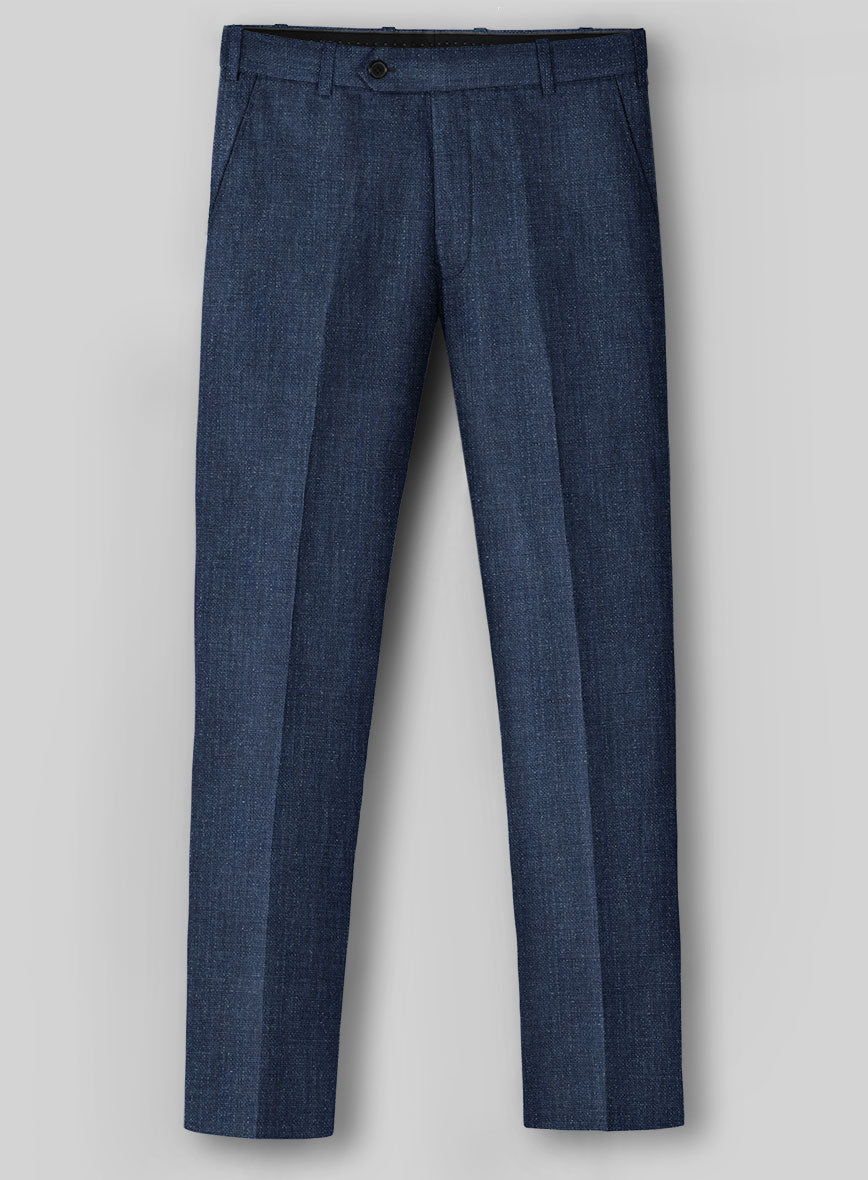 Solbiati Denim Dark Blue Linen Pants - StudioSuits