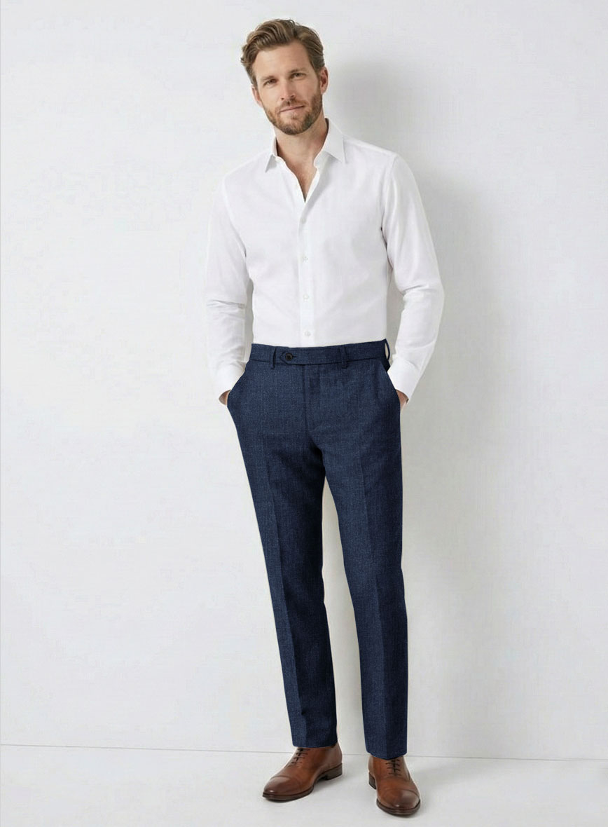 Solbiati Denim Dark Blue Linen Pants - StudioSuits