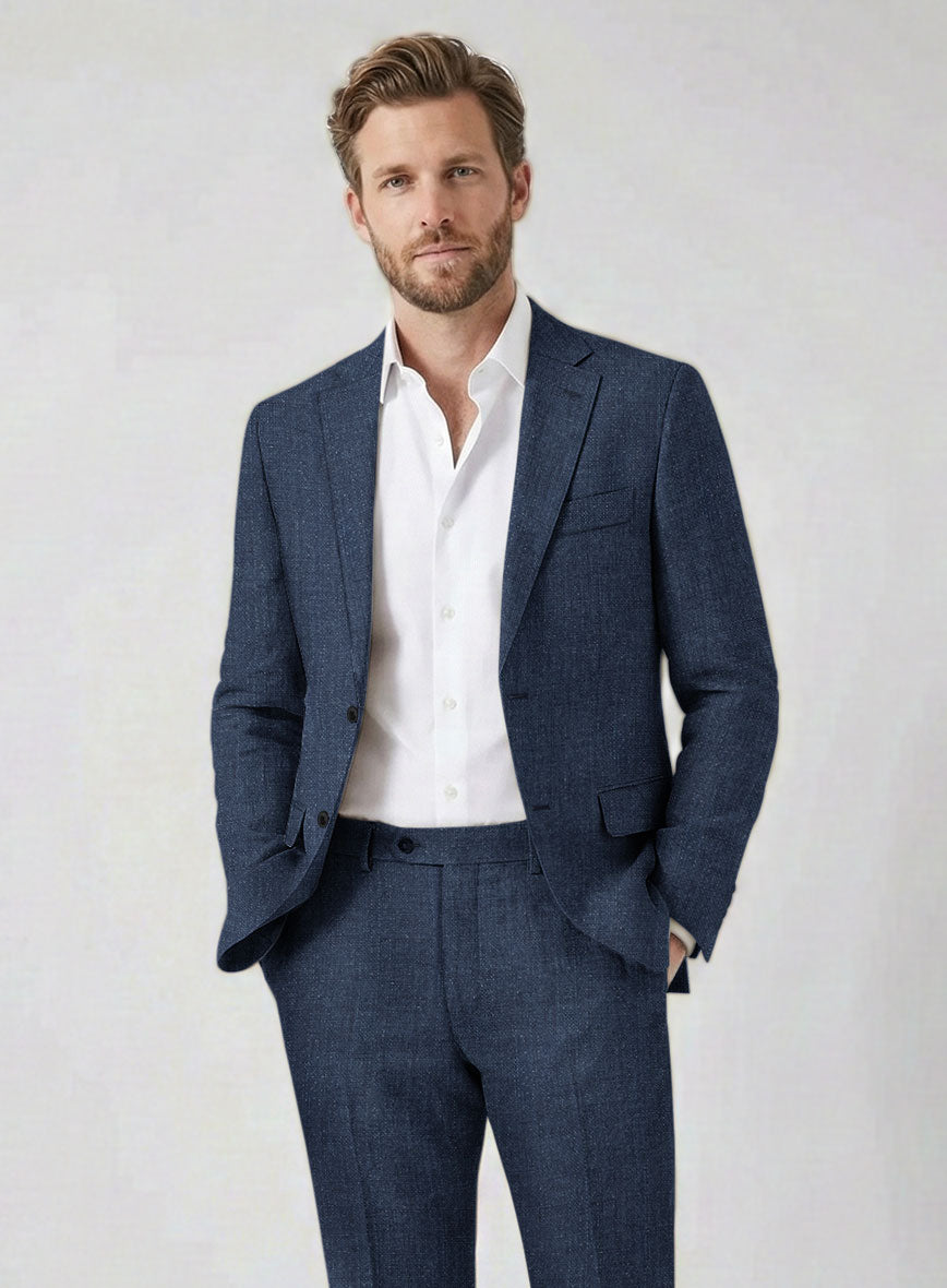 Solbiati Denim Dark Blue Linen Suit - StudioSuits