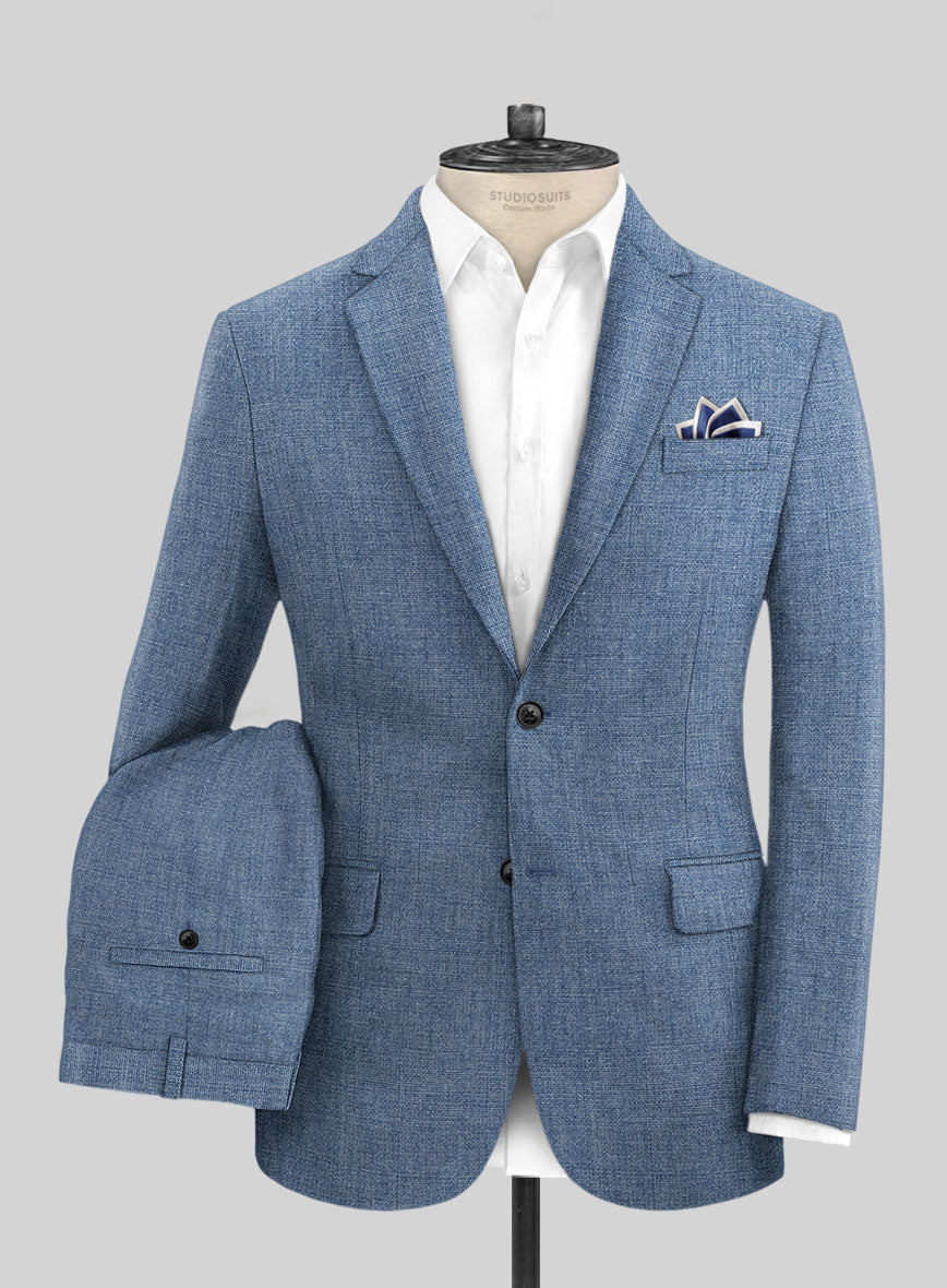 Solbiati Denim Light Blue Linen Suit - StudioSuits