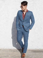 Solbiati Denim Light Blue Linen Suit - StudioSuits