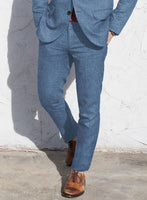 Solbiati Denim Light Blue Linen Suit - StudioSuits