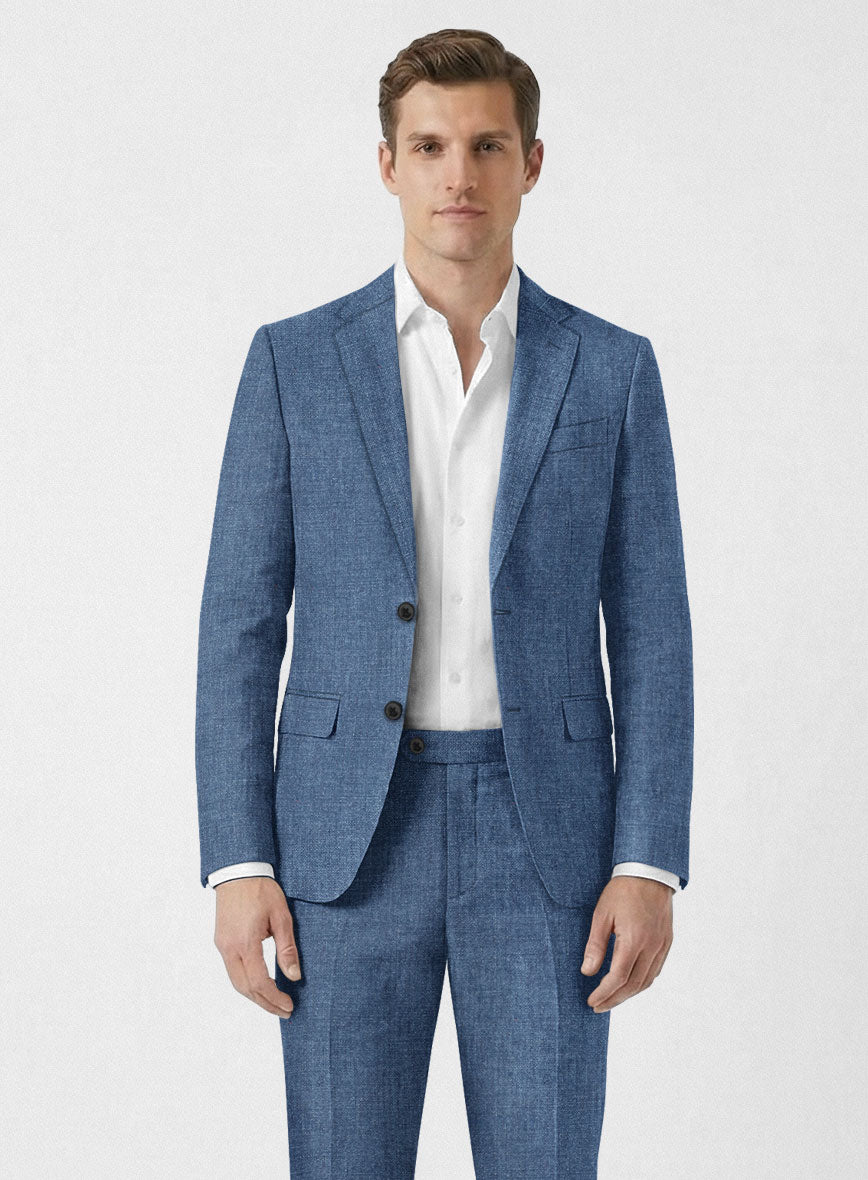 Solbiati Denim Mid Blue Linen Jacket - StudioSuits
