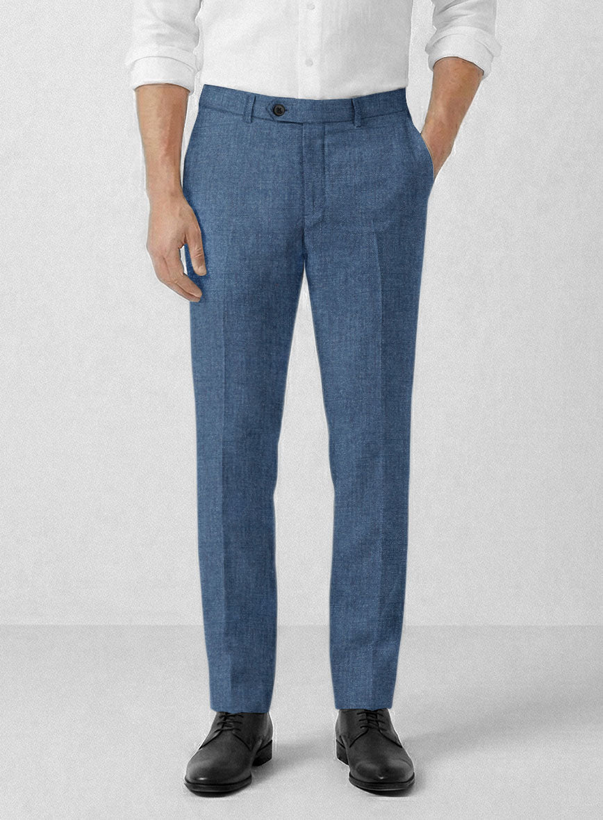 Solbiati Denim Mid Blue Linen Pants - StudioSuits