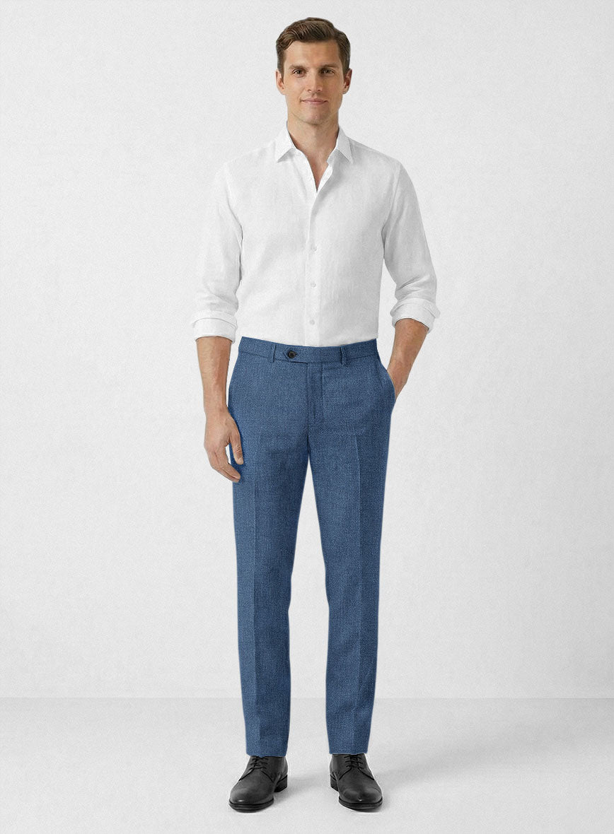 Solbiati Denim Mid Blue Linen Pants - StudioSuits