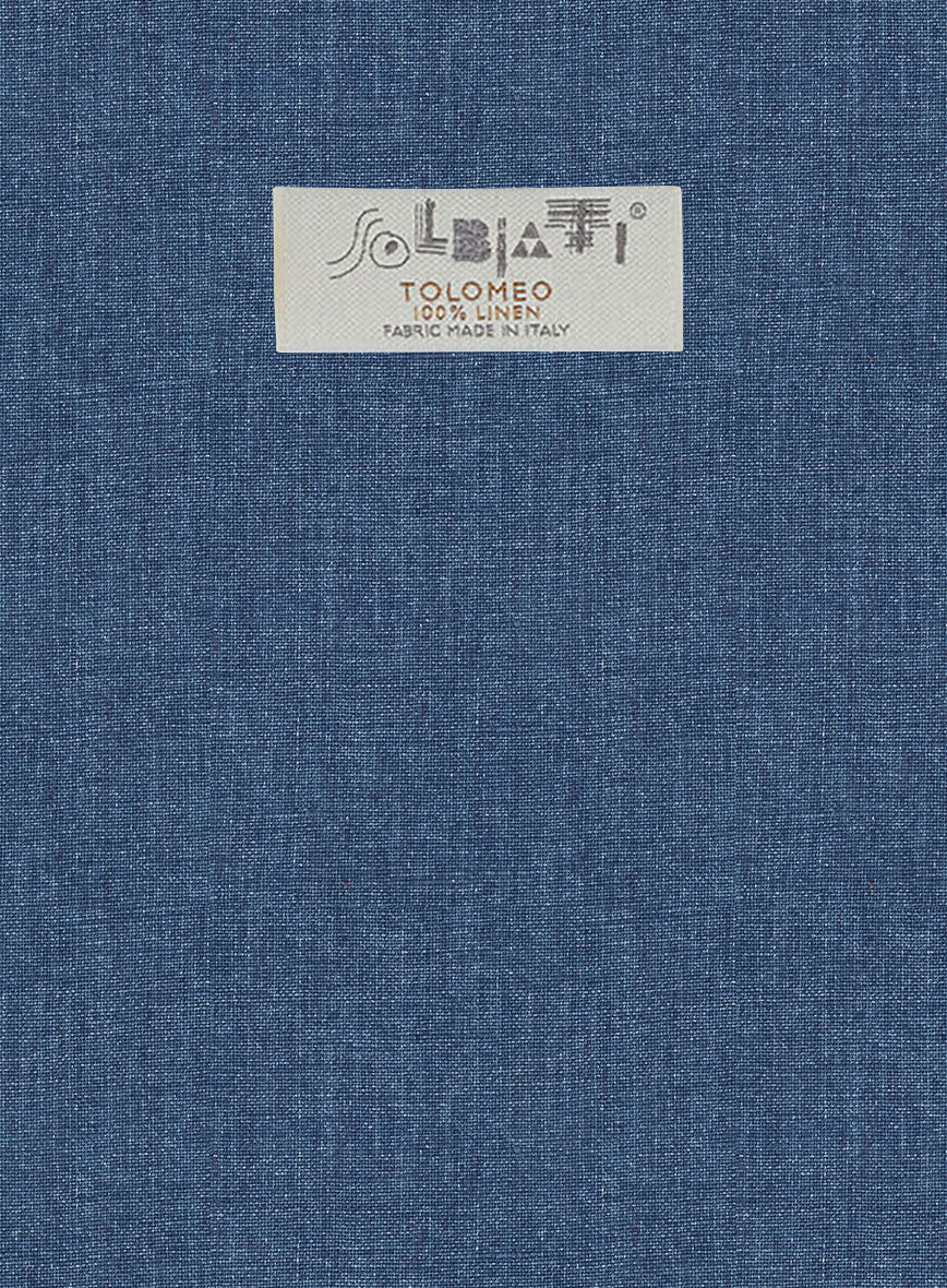 Solbiati Denim Mid Blue Linen Pants - StudioSuits