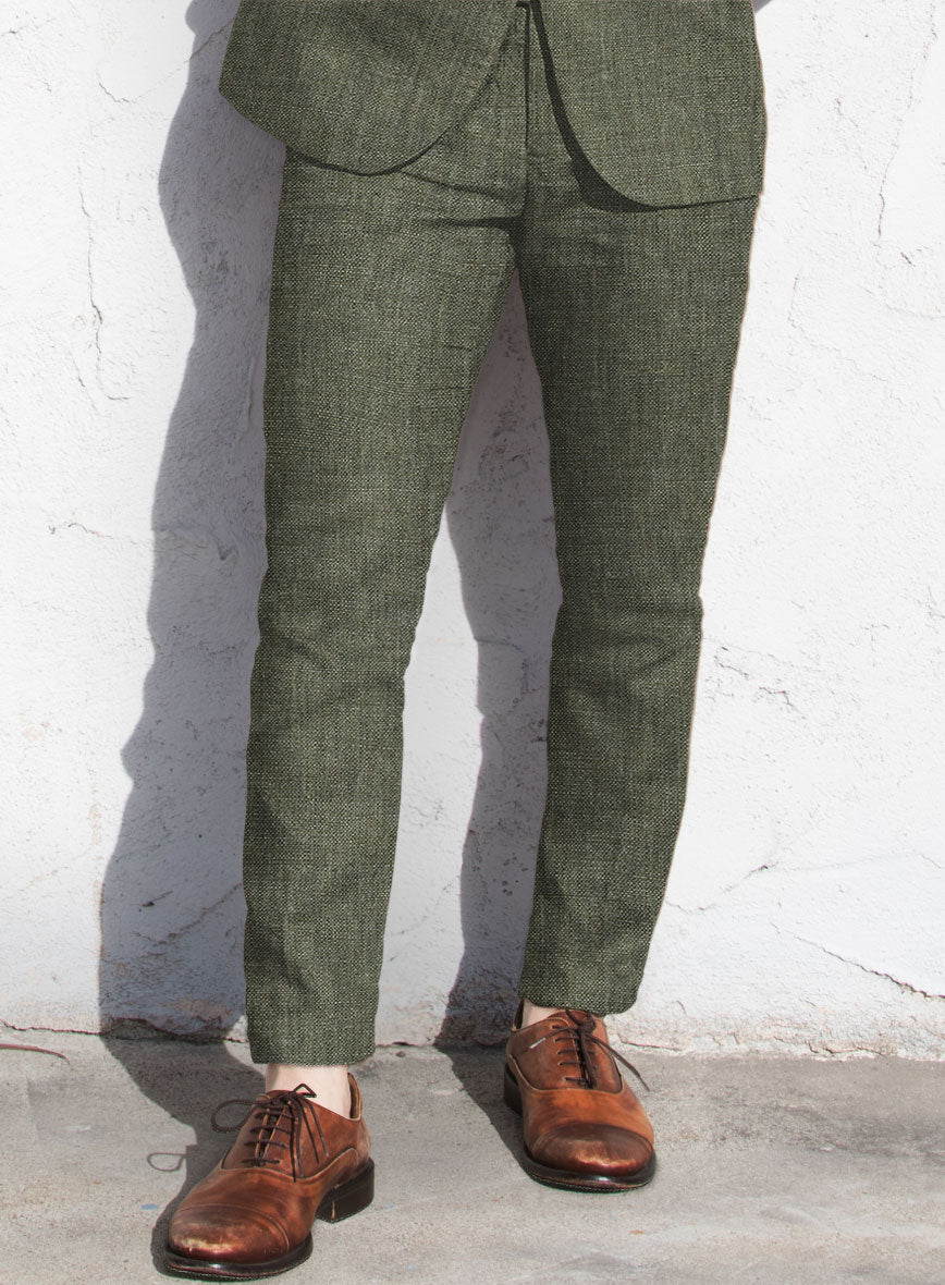 Solbiati Dew Green Linen Pants - StudioSuits