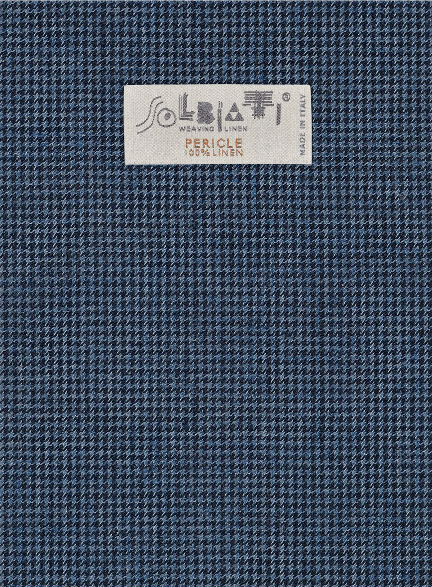 Solbiati Dark Blue Houndstooth Linen Suit - StudioSuits