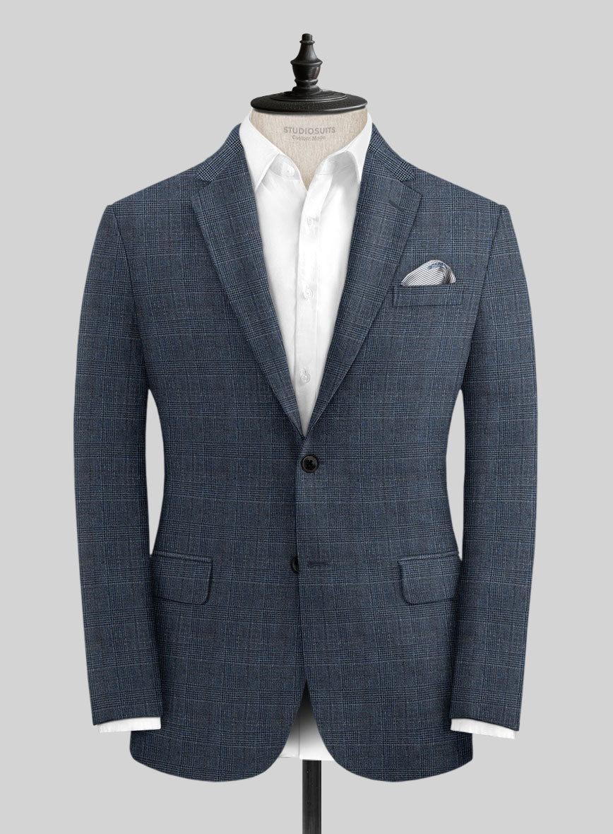 Solbiati Empire Blue Glen Linen Jacket - StudioSuits