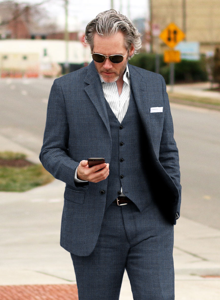 Solbiati Empire Blue Glen Linen Jacket - StudioSuits