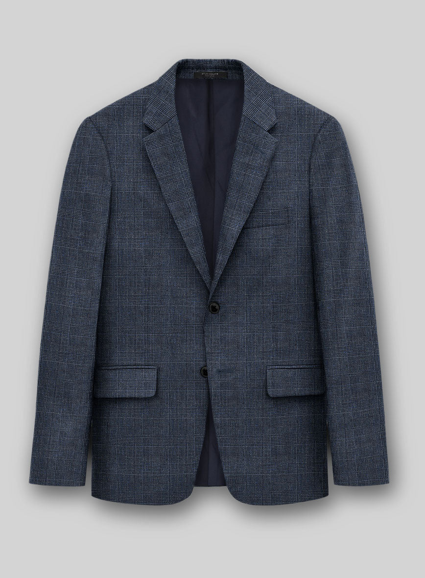 Solbiati Empire Blue Glen Linen Jacket - StudioSuits