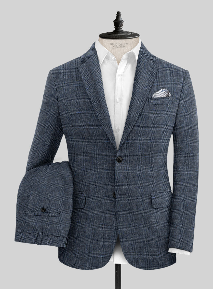 Solbiati Empire Blue Glen Linen Suit - StudioSuits