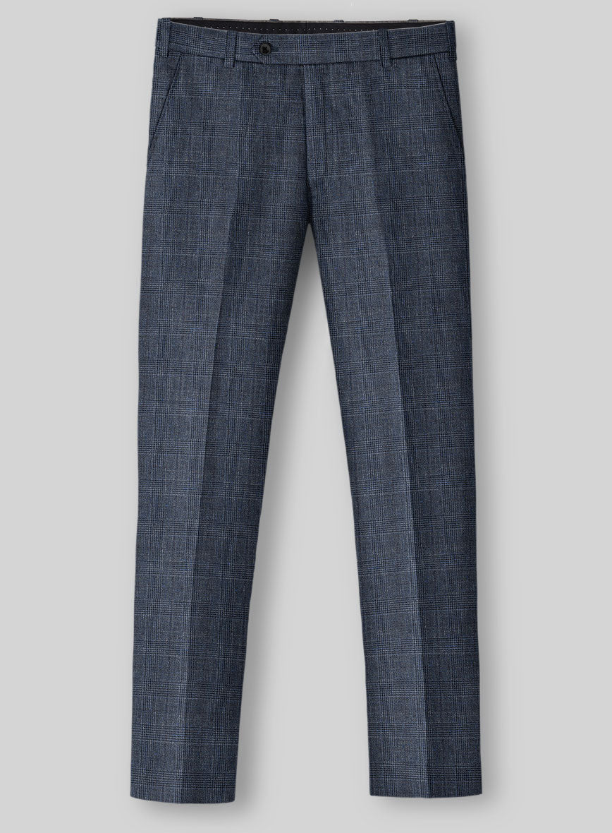 Solbiati Empire Blue Glen Linen Pants - StudioSuits