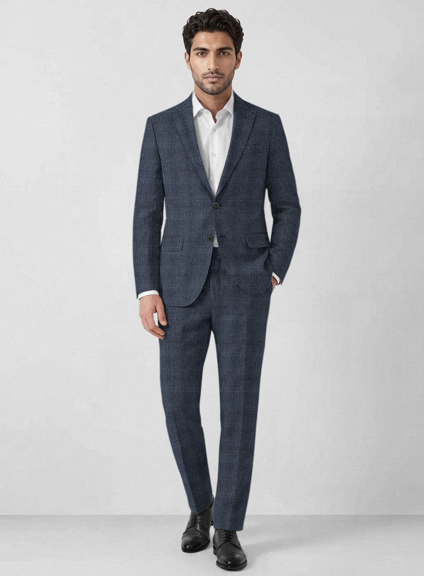 Solbiati Empire Blue Glen Linen Suit - StudioSuits