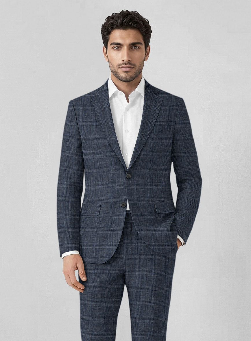 Solbiati Empire Blue Glen Linen Jacket - StudioSuits