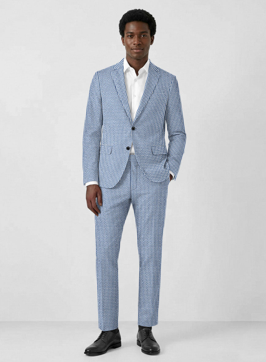 Solbiati Gingham Blue Seersucker Suit - StudioSuits
