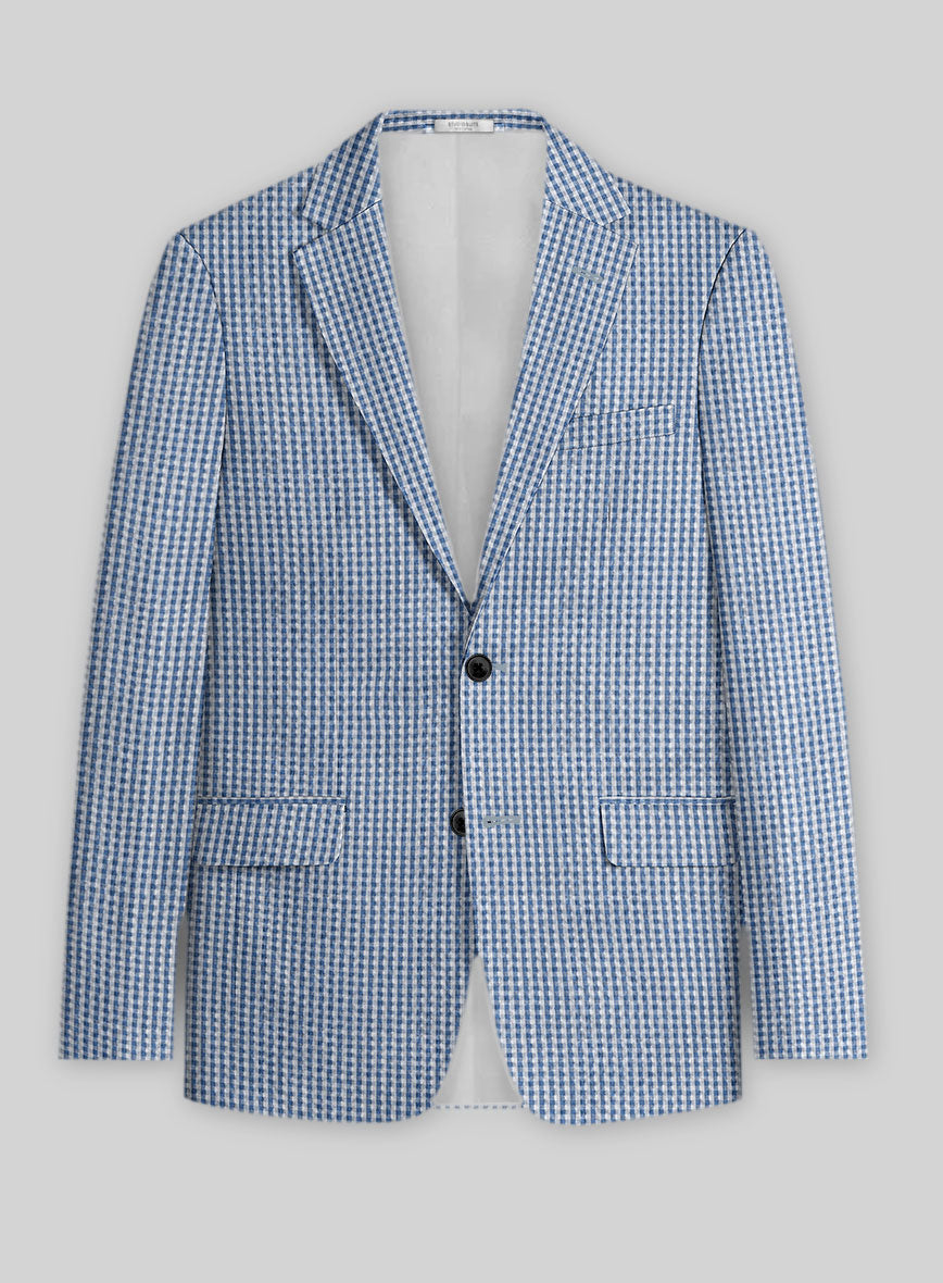 Solbiati Gingham Blue Seersucker Suit - StudioSuits