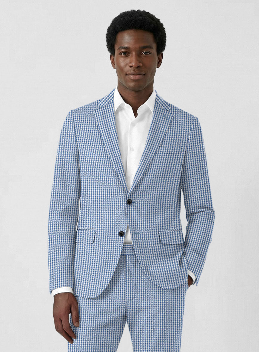 Solbiati Gingham Blue Seersucker Suit - StudioSuits