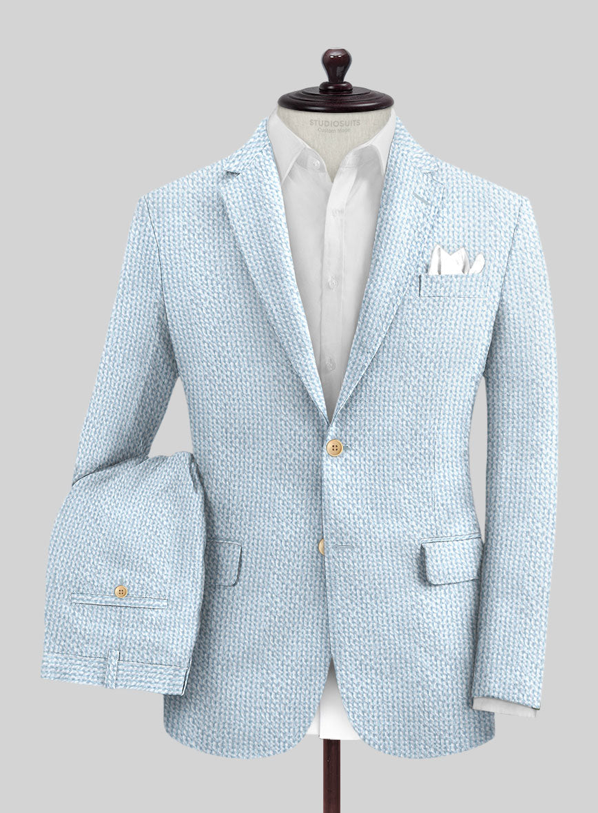 Solbiati Gingham Light Blue Seersucker Suit - StudioSuits