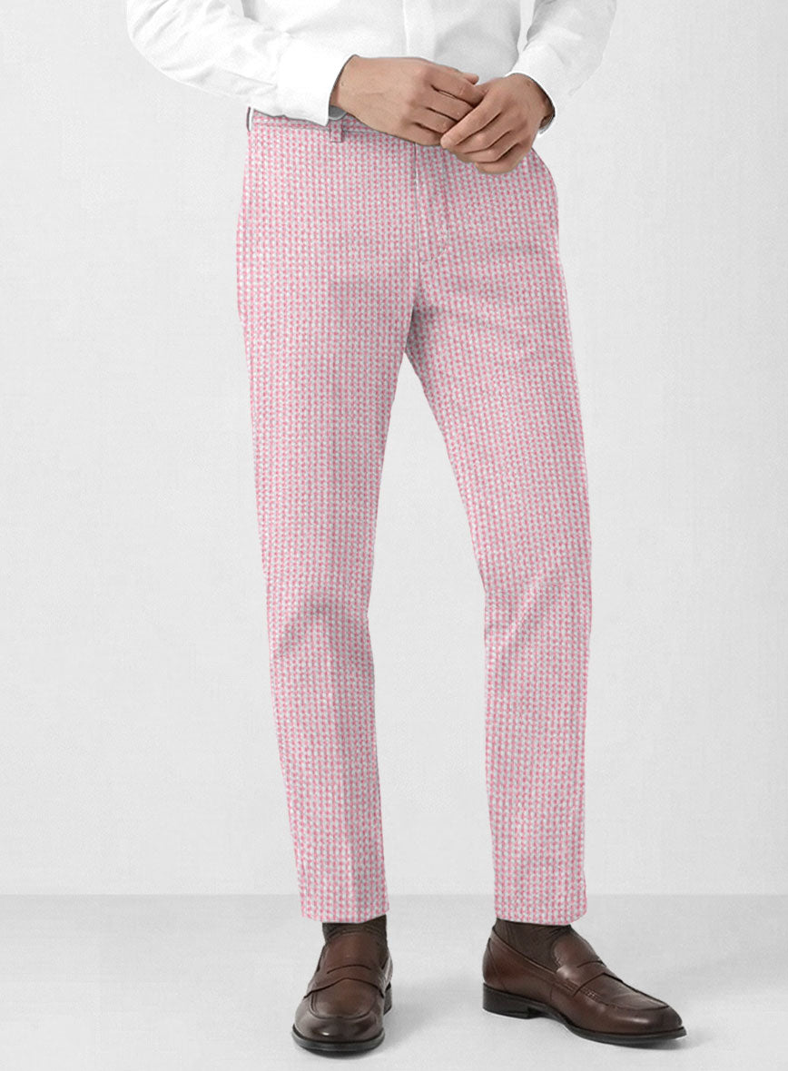 Solbiati Gingham Pink Seersucker Pants - StudioSuits