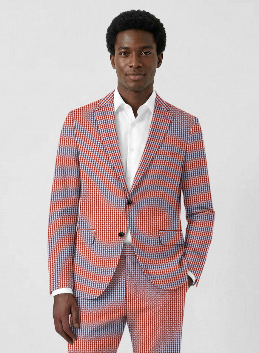 Solbiati Gingham Red Seersucker Jacket - StudioSuits