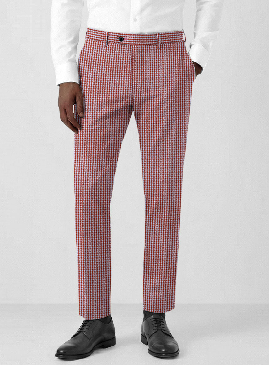 Solbiati Gingham Red Seersucker Pants - StudioSuits