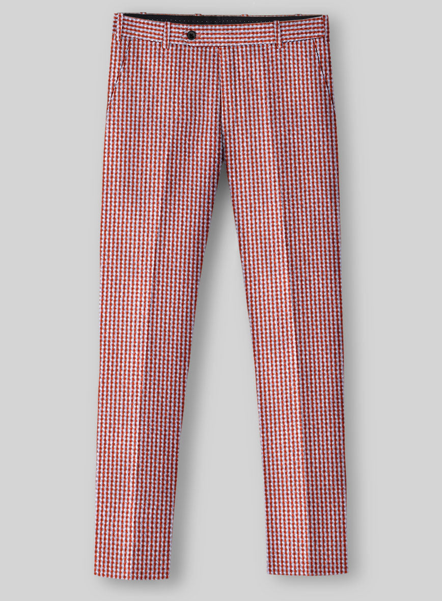 Solbiati Gingham Red Seersucker Pants - StudioSuits