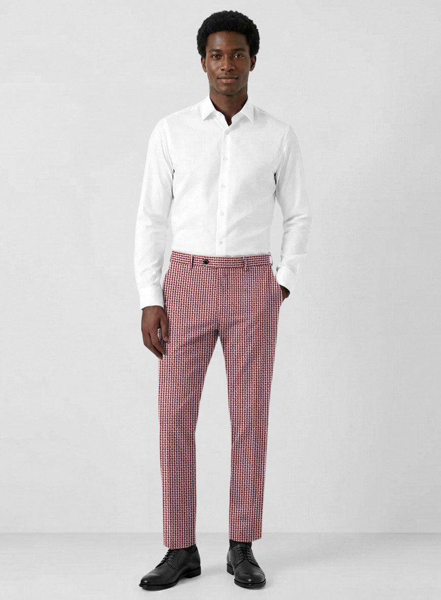 Solbiati Gingham Red Seersucker Pants - StudioSuits