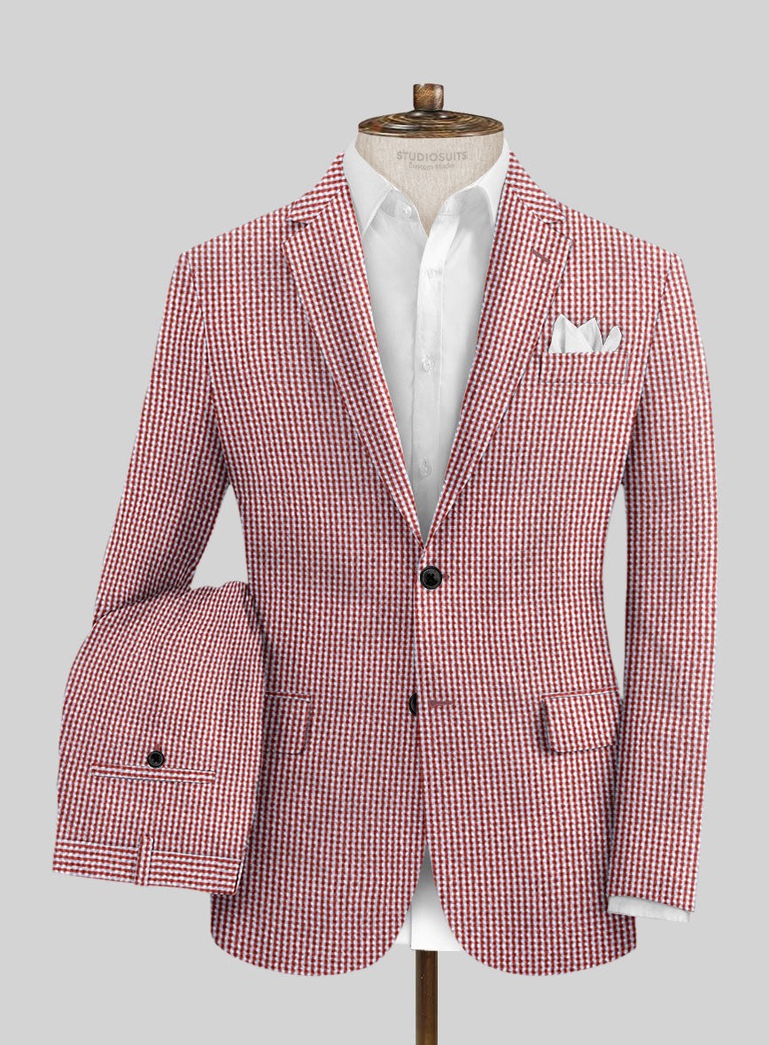 Solbiati Gingham Red Seersucker Suit - StudioSuits
