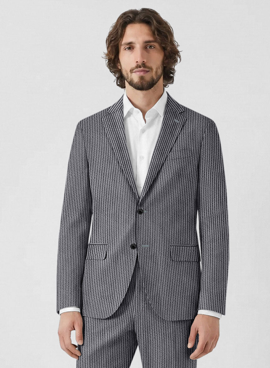 Solbiati Gray Blue Seersucker Suit - StudioSuits