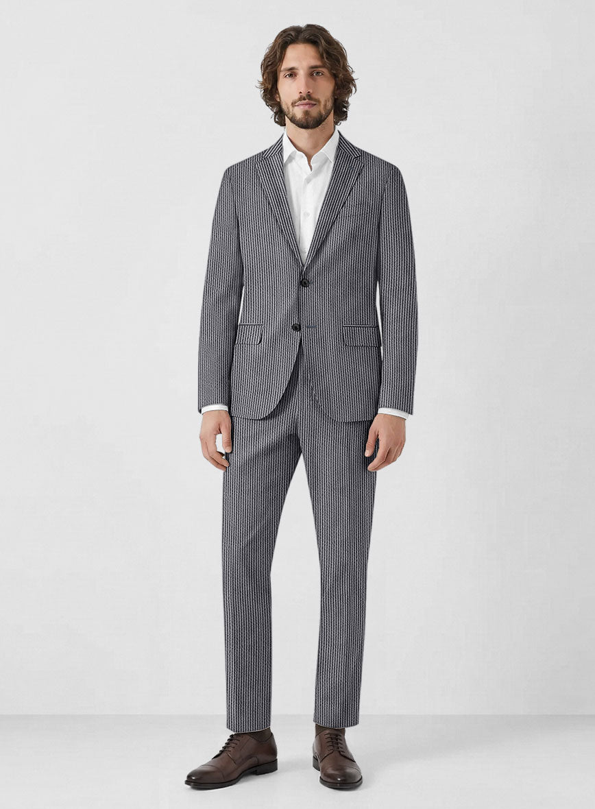 Solbiati Gray Blue Seersucker Suit - StudioSuits