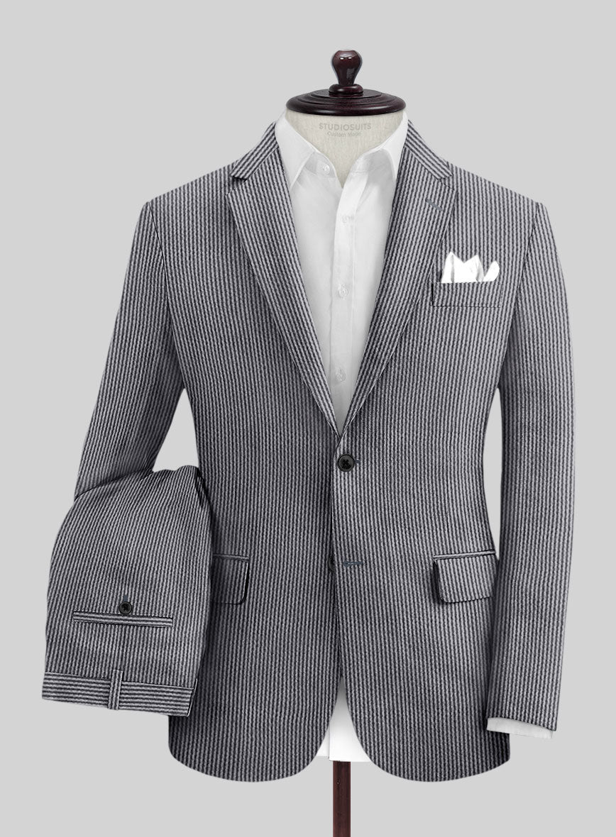Solbiati Gray Blue Seersucker Suit - StudioSuits