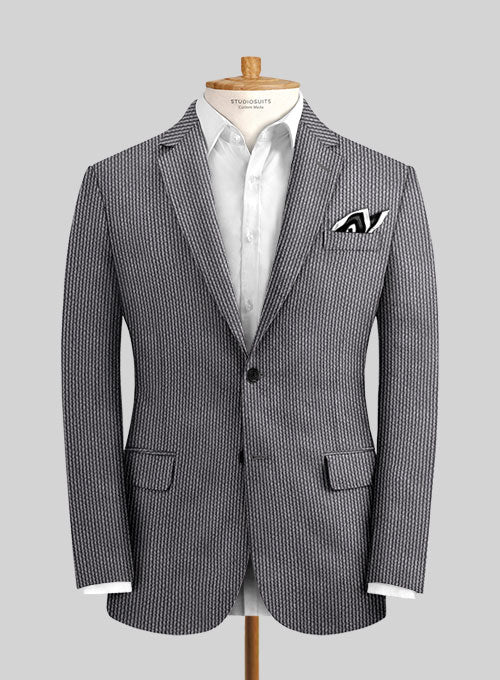 Solbiati Gray Blue Seersucker Jacket - StudioSuits