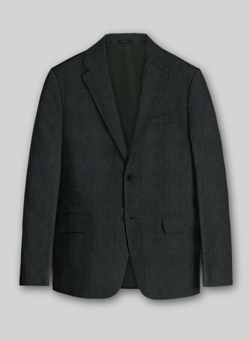 Solbiati Green Check Linen Jacket - StudioSuits