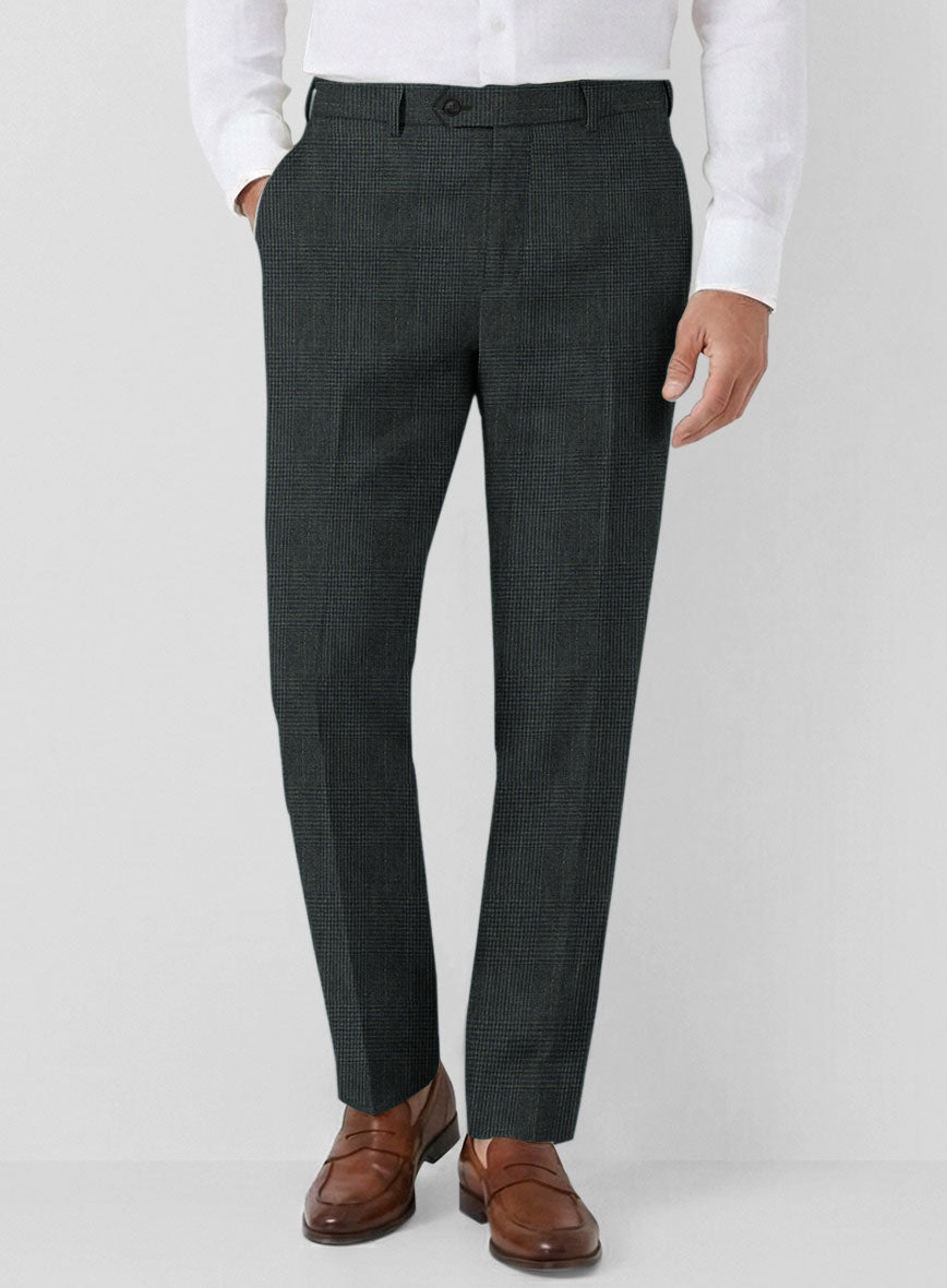 Solbiati Green Check Linen Pants - StudioSuits