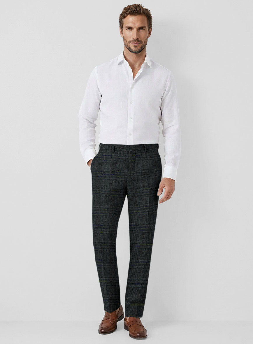 Solbiati Green Check Linen Pants - StudioSuits
