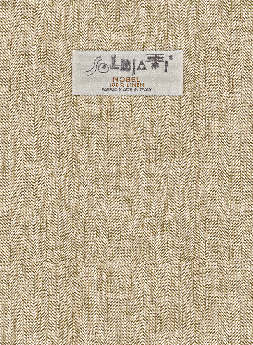 Solbiati Herringbone Beige Linen Pants - StudioSuits