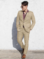 Solbiati Herringbone Beige Linen Suit - StudioSuits