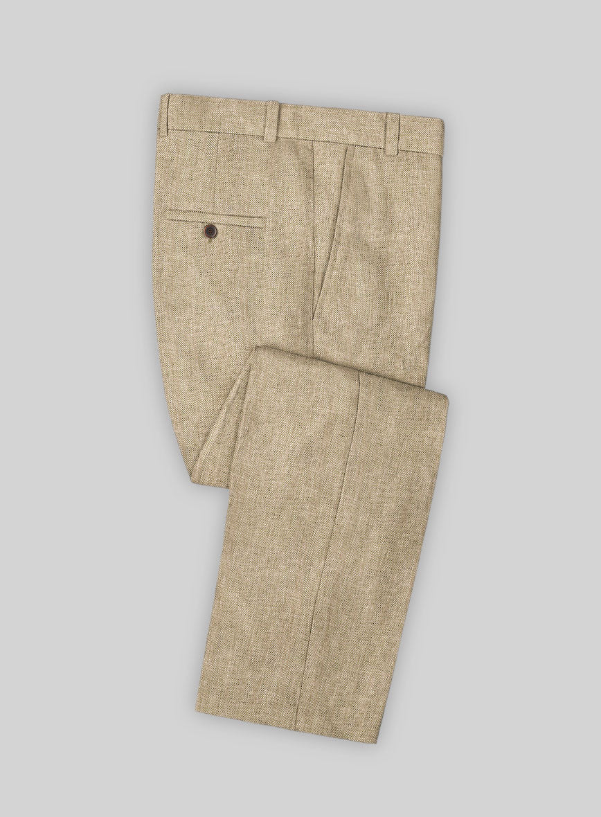 Solbiati Herringbone Beige Linen Suit - StudioSuits