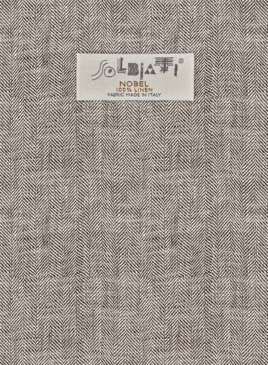 Solbiati Herringbone Brown Linen Jacket - StudioSuits