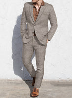 Solbiati Herringbone Brown Linen Suit - StudioSuits