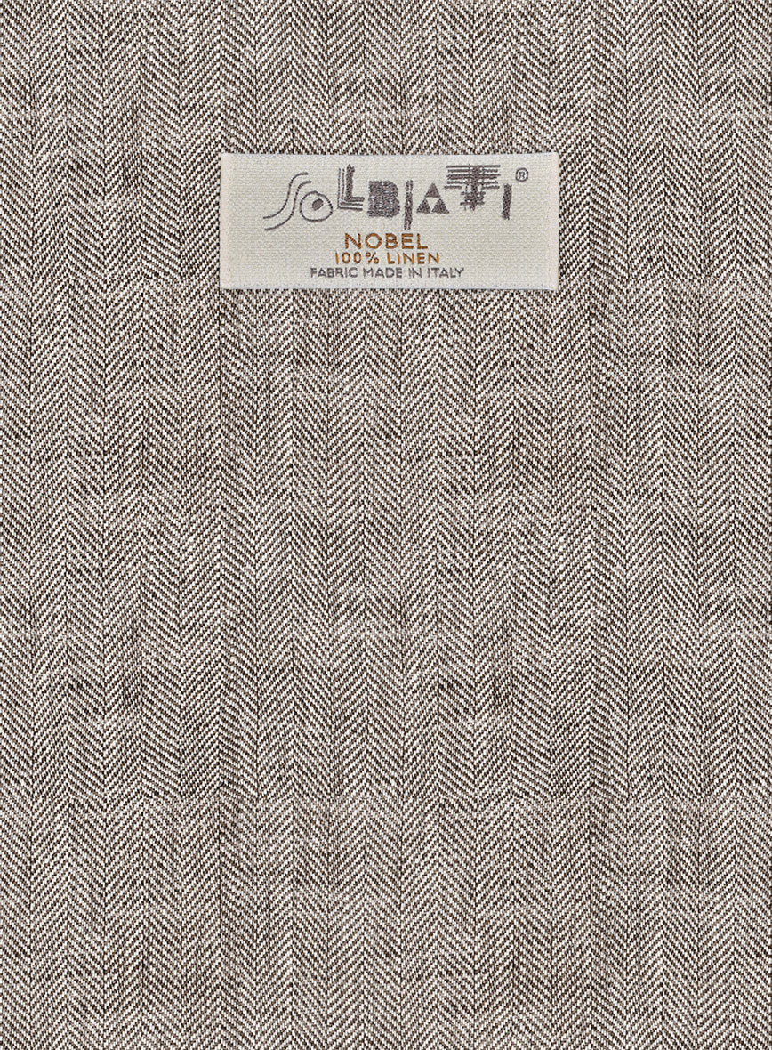 Solbiati Herringbone Brown Linen Suit - StudioSuits
