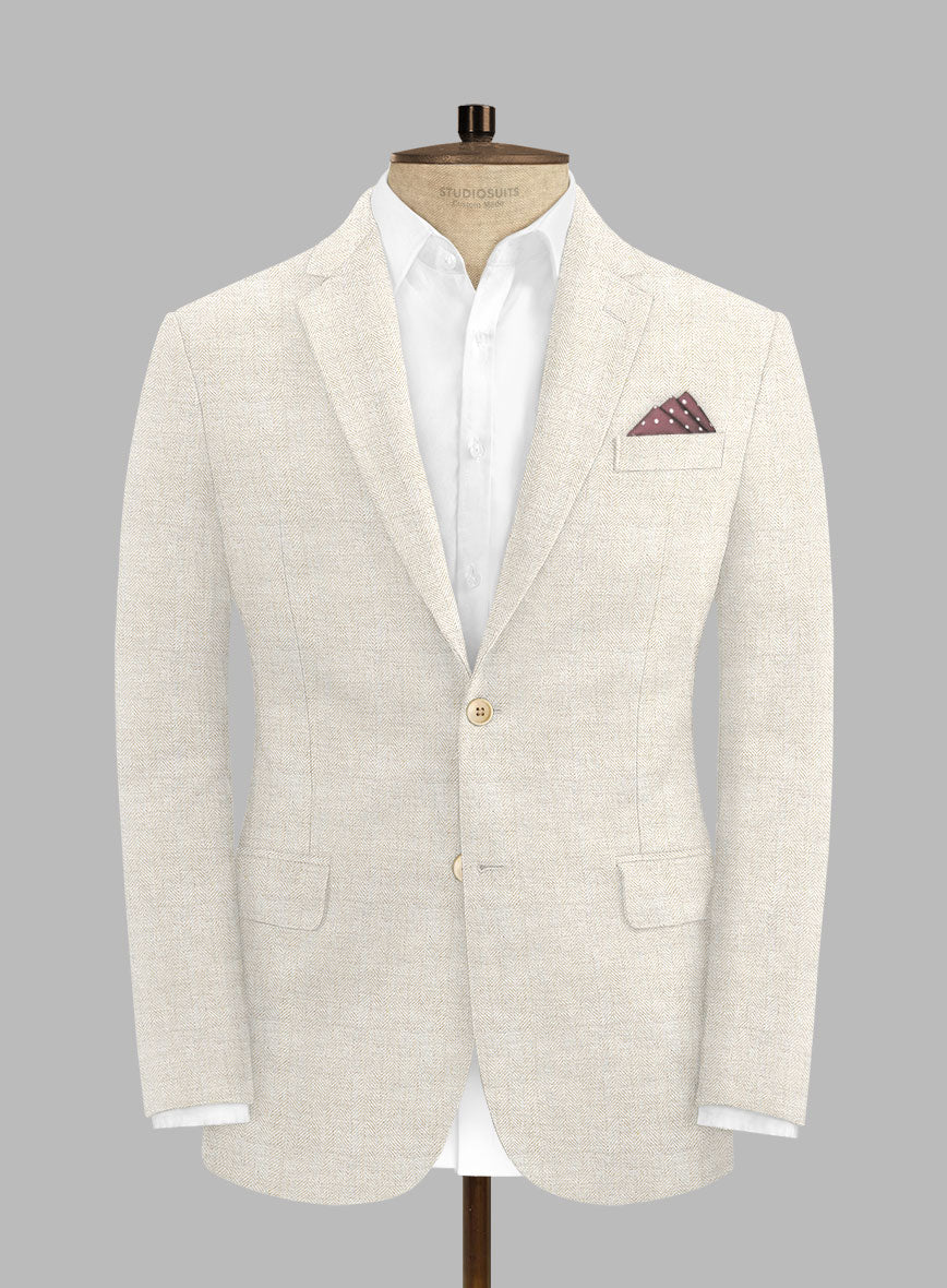 Solbiati Herringbone Fawn Linen Jacket - StudioSuits