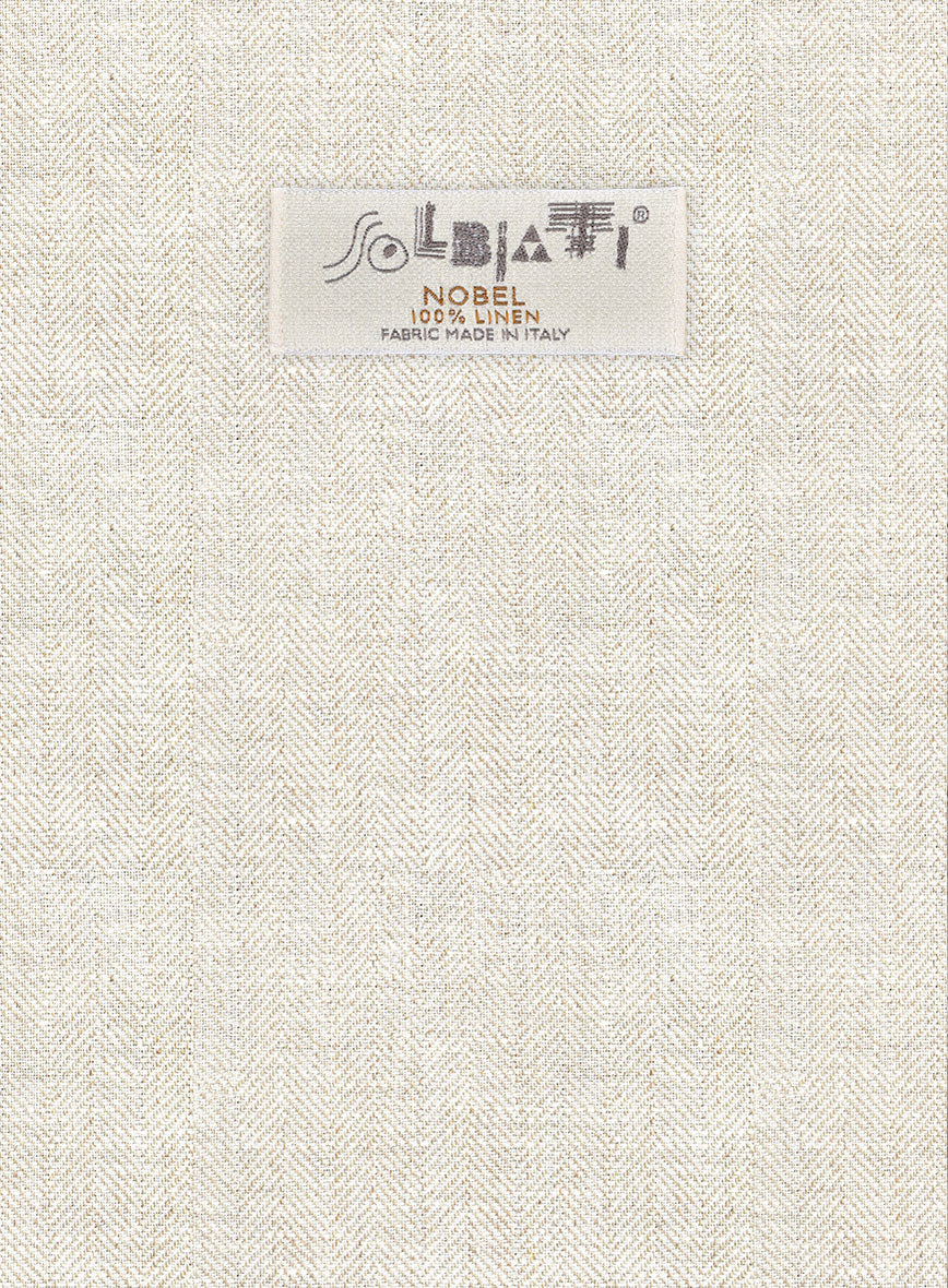 Solbiati Herringbone Fawn Linen Jacket - StudioSuits
