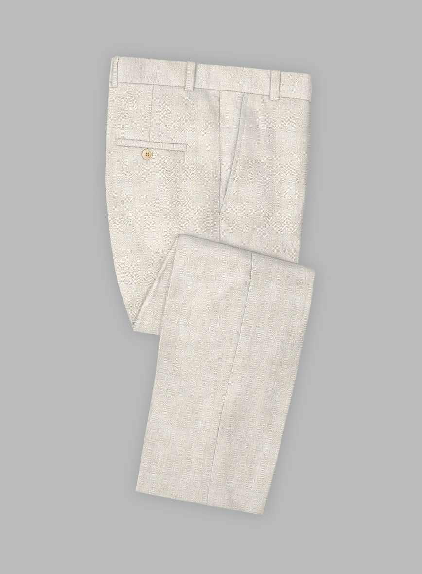 Solbiati Herringbone Fawn Linen Pants - StudioSuits