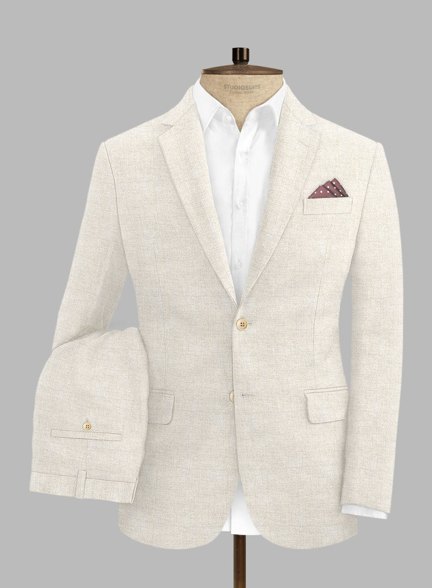 Solbiati Herringbone Fawn Linen Suit - StudioSuits