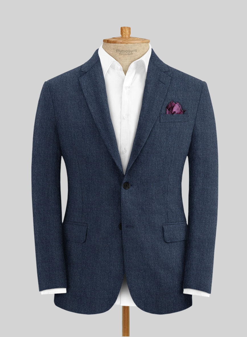 Solbiati Herringbone Indigo Linen Suit - StudioSuits