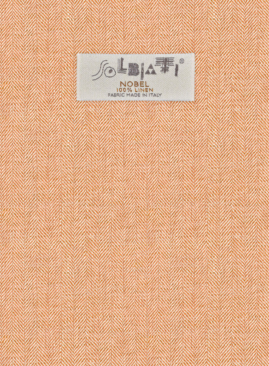 Solbiati Herringbone Orange Linen Pants - StudioSuits