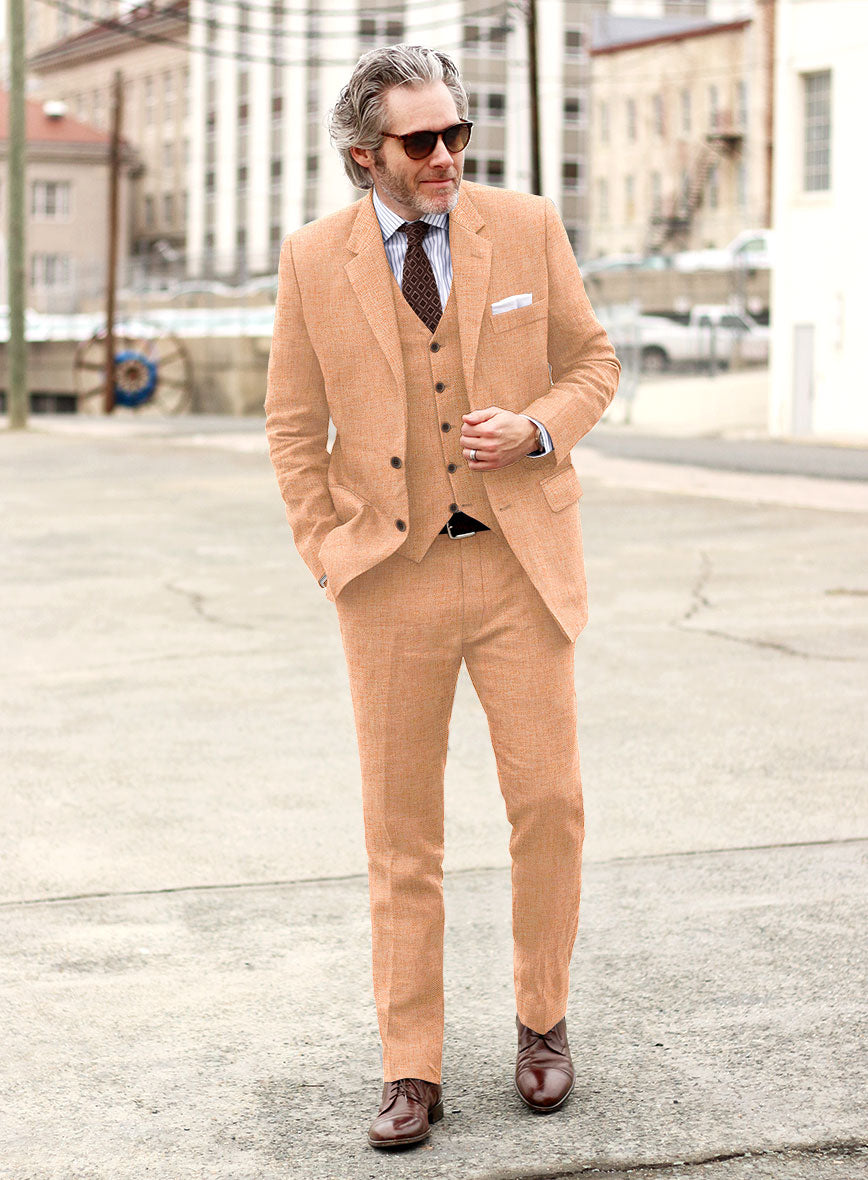 Solbiati Herringbone Orange Linen Suit - StudioSuits