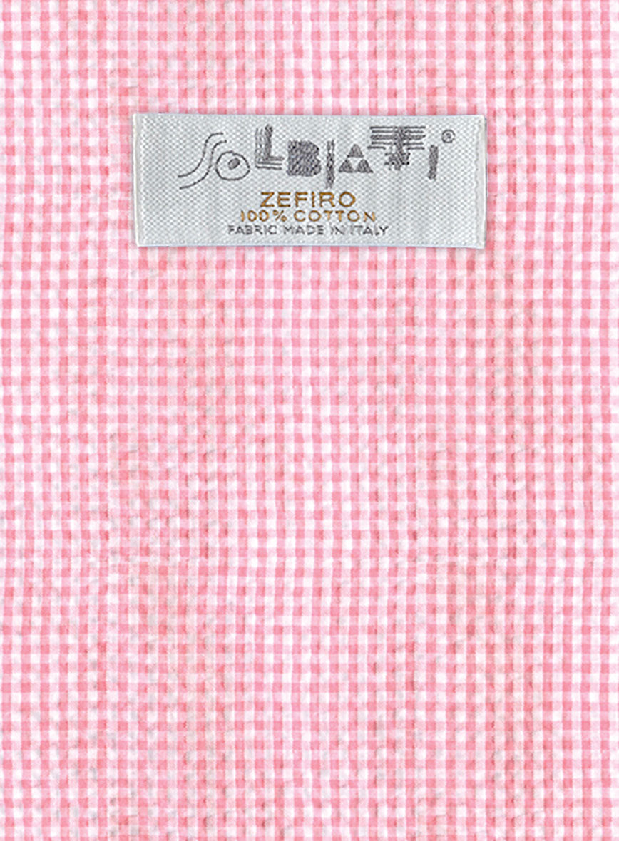 Solbiati Gingham Pink Seersucker Pants - StudioSuits